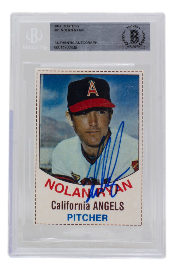 Nolan Ryan Signed 1977 Hostess California Angels Baseball Card #81 BAS 436 Sports Integrity
