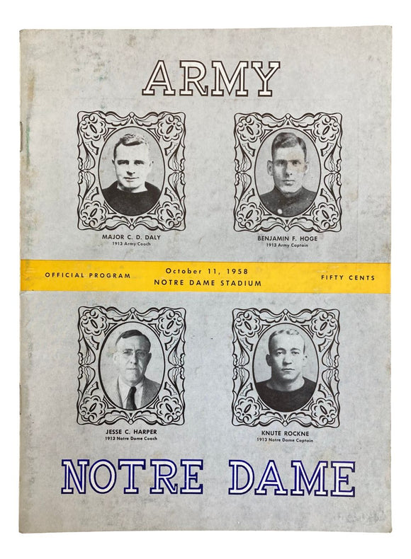 Notre Dame vs Army October 11 1958 Official Game Program
