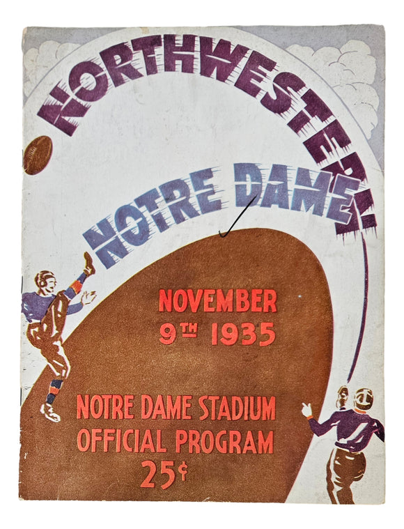 Notre Dame vs Northwestern November 9 1935 Official Game Program