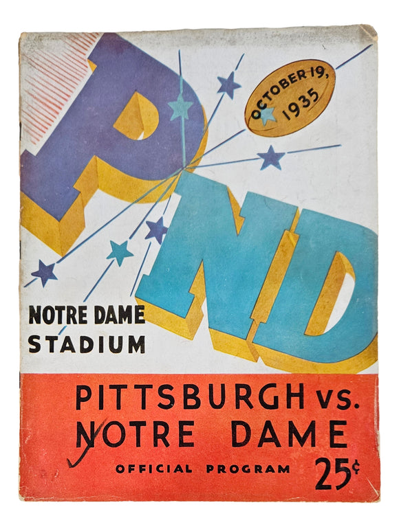 Notre Dame vs Pittsburgh October 19 1935 Official Game Program