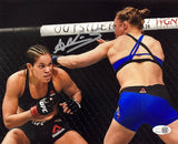 Amanda Nunes Signed 8x10 UFC Ronda Rousey Fight Photo JSA QR Hologram