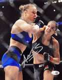 Amanda Nunes Signed 8x10 UFC Ronda Rousey Punch Photo JSA QR Hologram