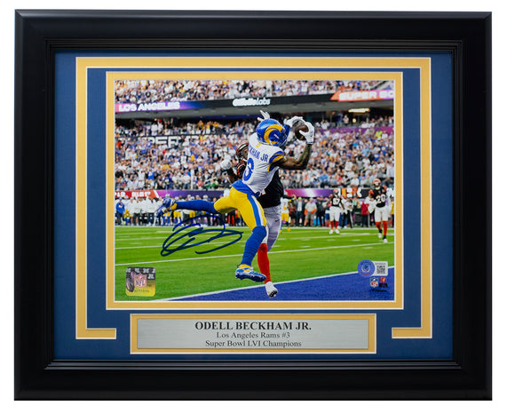 Odell Beckham Jr Signed Framed Los Angeles Rams 8x10 Super Bowl LVI Photo BAS Sports Integrity