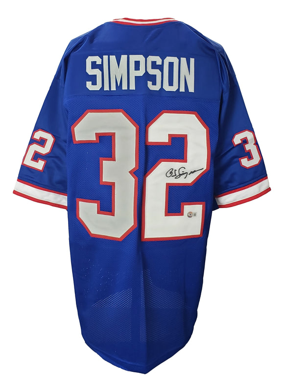 O.J. Simpson Signed Custom Blue Pro-Style Football Jersey BAS
