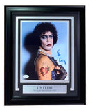 Tim Curry Signed Framed 8x10 Photo as Dr. Frank-N-Furter from The Rocky Horror Picture Show, autographed in blue ink, from Sports Integrity. JSA authenticated.