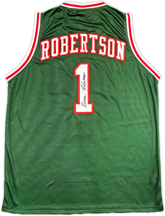Oscar Robertson Milwaukee Signed Green Basketball Jersey JSA