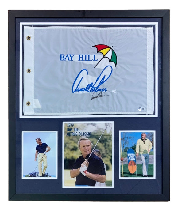 Arnold Palmer Signed Framed Bay Hill Golf Flag Collage BAS Sports Integrity