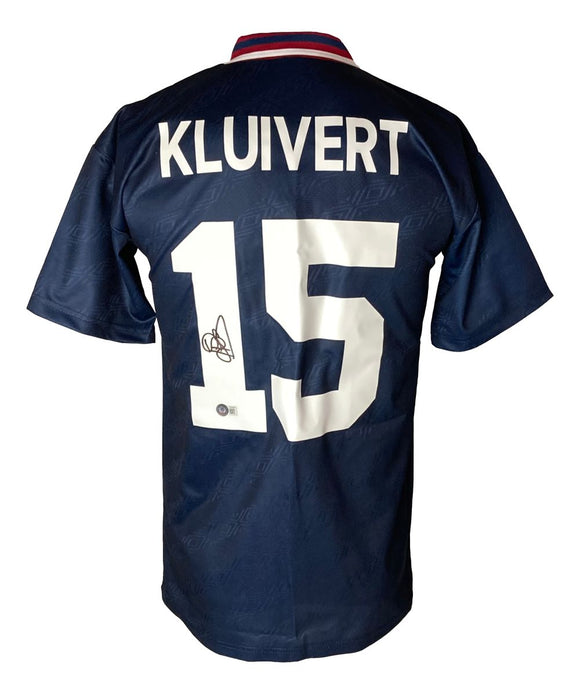 Patrick Kluivert Signed Ajax Umbro Soccer Large Jersey BAS