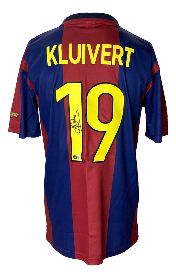 Patrick Kluivert Signed Barcelona FC Nike Soccer Jersey BAS Sports Integrity