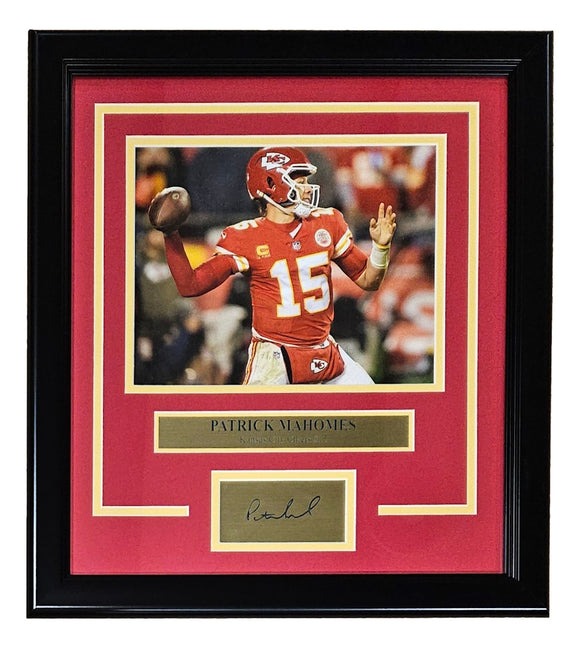 Patrick Mahomes Framed 8x10 Chiefs Red Jersey Photo w/ Laser Engraved Signature