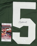 Paul Hornung Green Bay Signed Green Stat Football Jersey JSA