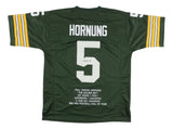 Paul Hornung Green Bay Signed Green Stat Football Jersey JSA