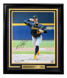Paul Skenes Signed Framed 16x20 Pittsburgh Pirates Black Jersey Photo 2 MLB Holo