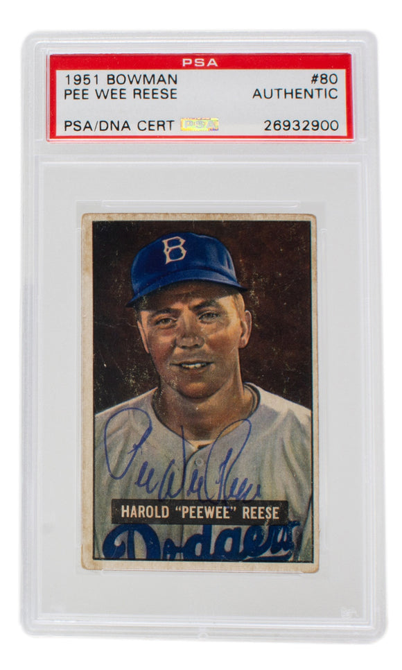 Pee Wee Reese Signed 1951 Bowman #80 Brooklyn Dodgers Card PSA – Sports  Integrity