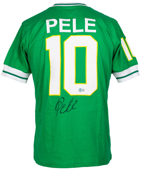 Pele Signed Green New York Cosmos Soccer Jersey BAS Sports Integrity