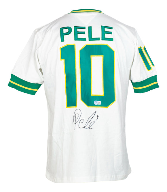 Pele Signed White New York Cosmos Soccer Jersey BAS Sports Integrity