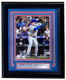 The Sports Integrity Pete Crow-Armstrong Signed Framed 8x10 Chicago Cubs Photo by Fanatics features an autographed image with team plaque and red, white, and blue matting.