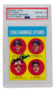 Pete Rose Signed Reprint 1963 Topps Rookie Stars #537 Reprint Card PSA DNA 10