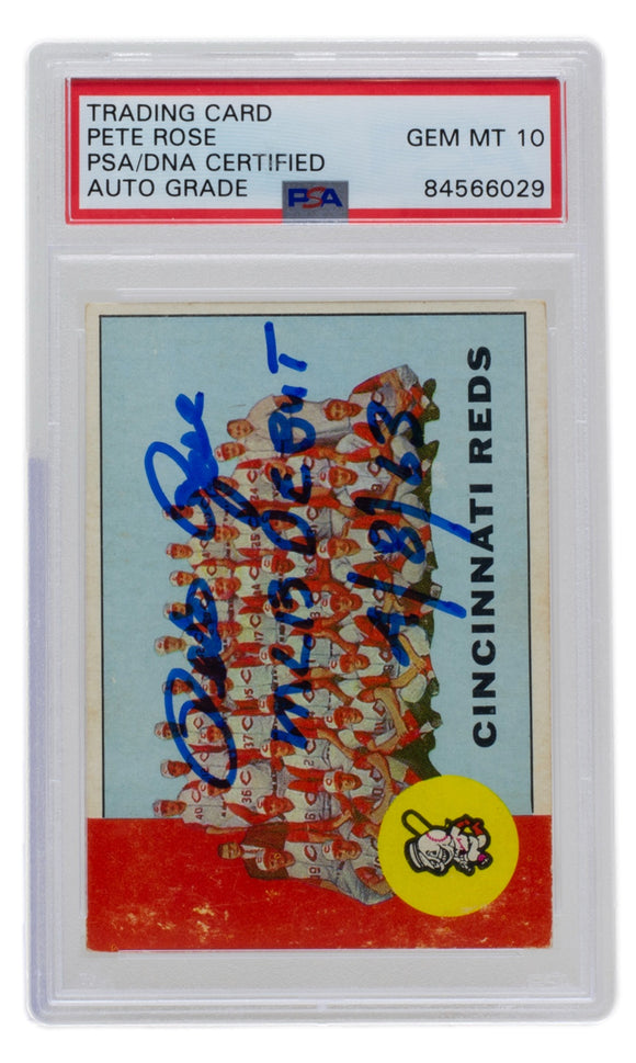 Pete Rose Signed 1963 Topps Reds Team #63 Baseball Card MLB Debut PSA/DNA GEM MT 10 Sports Integrity