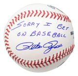 Pete Rose Cincinnati Reds Signed MLB Baseball Sorry I Bet on Baseball BAS Sports Integrity