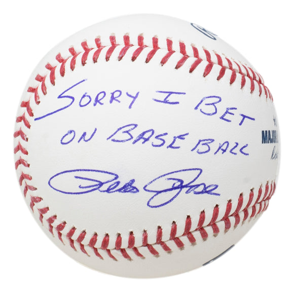 Pete Rose Cincinnati Reds Signed MLB Baseball Sorry I Bet on Baseball JSA