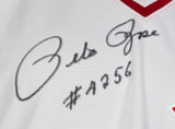 Pete Rose Signed Cincinnati Reds Majestic Baseball Jersey #4256 Inscribed JSA Sports Integrity
