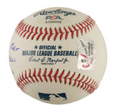 A close-up of a Sports Integrity Pete Rose Cincinnati Reds Signed MLB Baseball featuring red stitching, logos, a PSA/DNA sticker, and Pete Rose’s blue ink signature with "Sorry I Bet on Baseball" inscription.