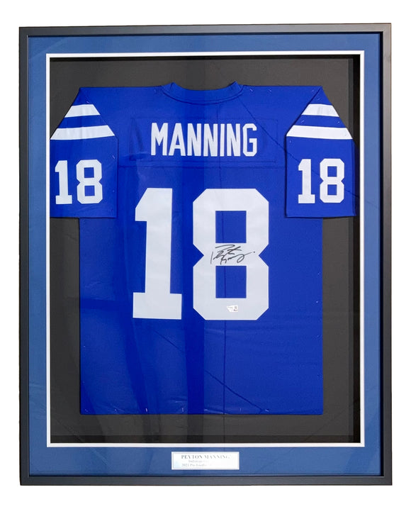 Peyton Manning Signed Framed Indianapolis Colts M&N Throwback Jersey Fanatics Sports Integrity