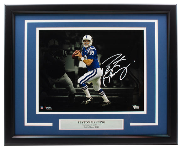 Peyton Manning Signed Framed Indianapolis Colts 11x14 Spotlight Photo Fanatics Sports Integrity