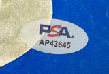 A Phil Esposito Boston Bruins Signed 1972 Sports Illustrated Magazine by Sports Integrity features a PSA/DNA oval sticker with blue and red "PSA" lettering and code AP43645, shown on a blue background with part of a white shape.