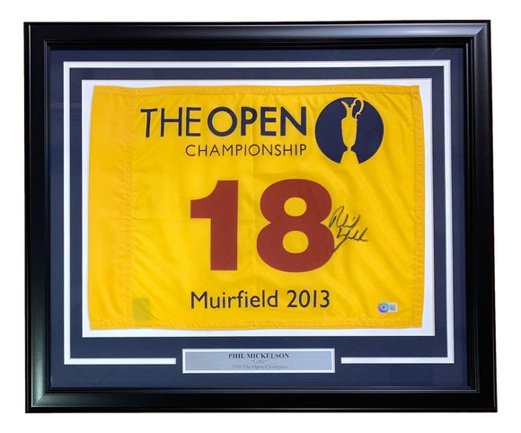 Phil Mickelson Signed Framed 2013 Open Championship Golf Flag BAS BF33987