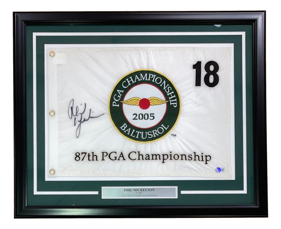 Phil Mickelson Signed Framed 2005 PGA Championship Golf Flag BAS BF33985 Sports Integrity