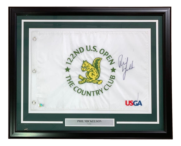 Phil Mickelson Signed Framed 2022 US Open Championship Golf Flag BAS BF33984