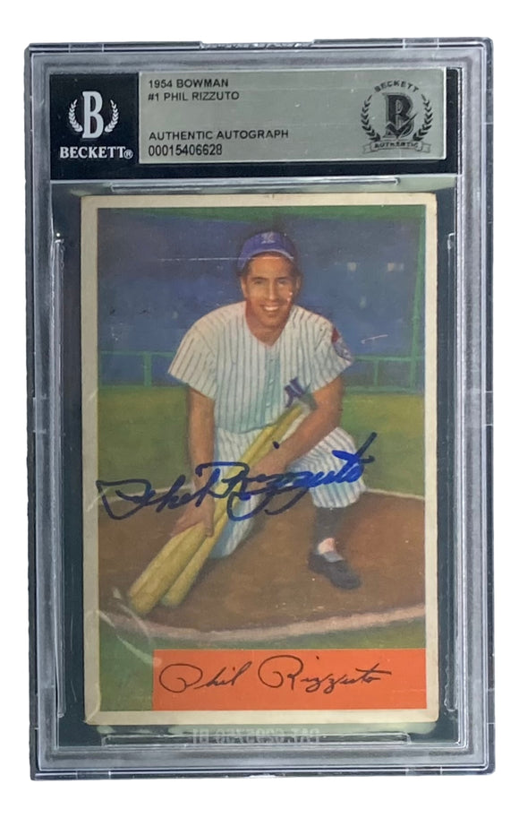 Phil Rizzuto Signed 1954 Bowman #1 New York Yankees Card BAS Sports Integrity