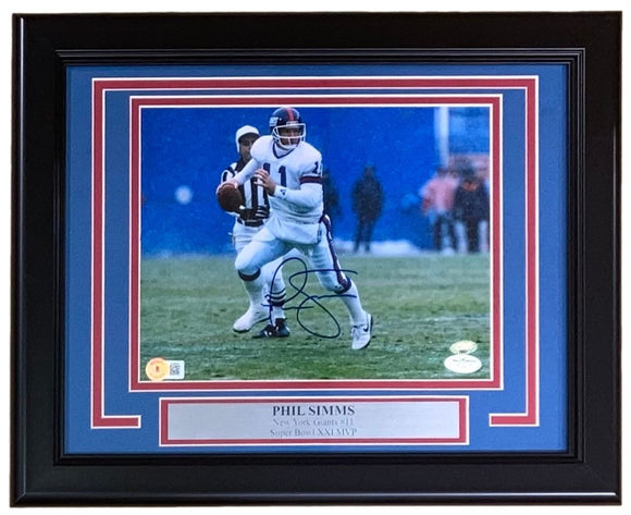 Phil Simms Signed Framed 8x10 New York Giants Photo BAS