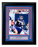 This Sports Integrity Phil Simms Signed Framed 8x10 New York Giants photo features Simms mid-throw, with a Steiner Sports hologram and plaque: PHIL SIMMS New York Giants #11 Super Bowl XXI MVP.