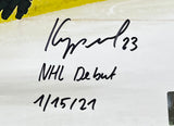 Philipp Kurashev Signed 16x20 Chicago Blackhawks Photo NHL Debut Insc Fanatics