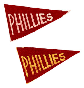 Philadelphia Phillies Vintage Set of 2 1930's 3" Red Pennants