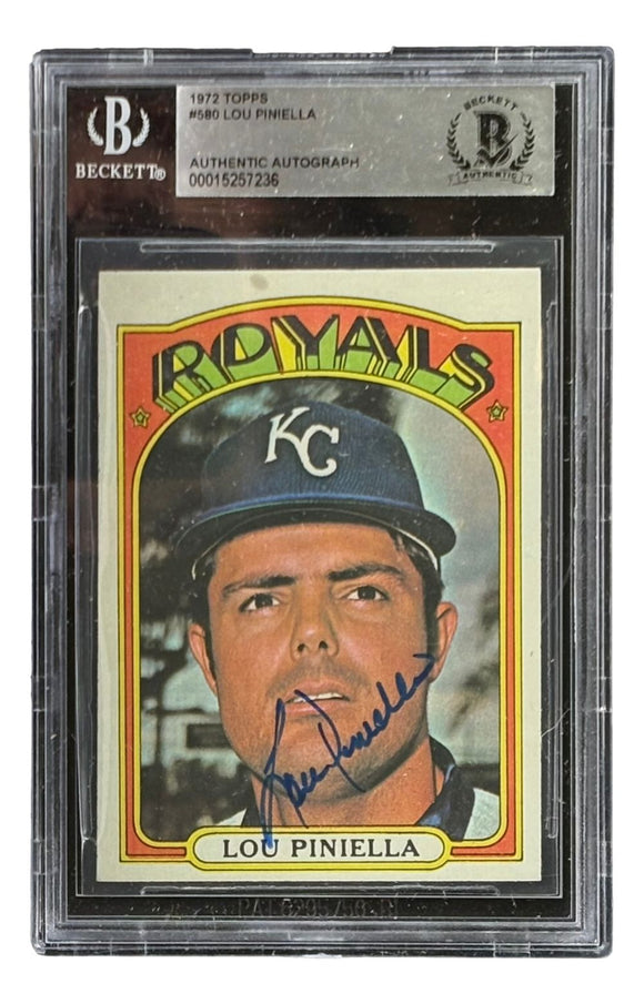 Lou Piniella Signed 1972 Topps #580 Kansas City Royals Trading Card BAS