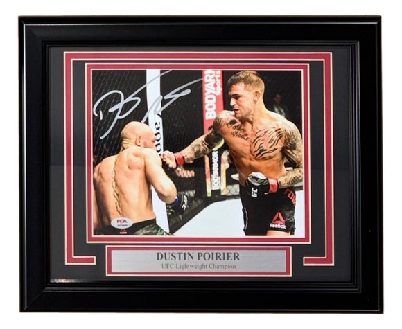 Dustin Poirier Signed Framed 8x10 UFC Fight vs Conor McGregor Photo PSA/DNA