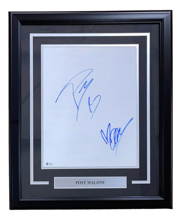 Post Malone Signed Full Name Framed 11x14 Canvas Sheet BAS U09845 Sports Integrity