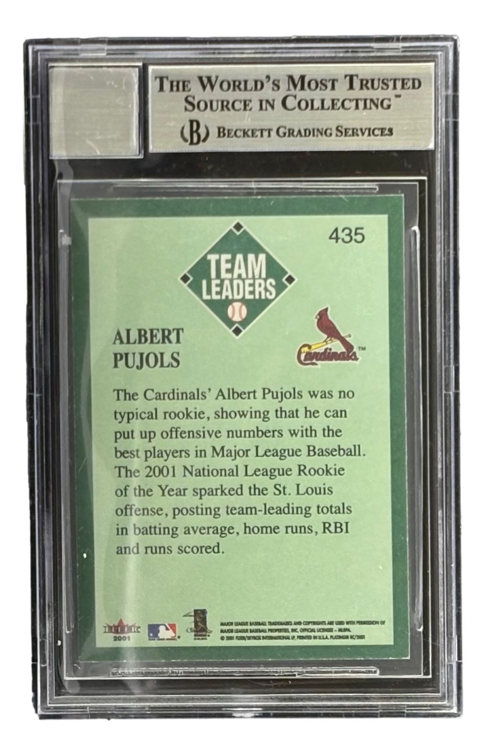 Albert Pujols Signed 2001 Fleer Platinum #435 Cardinals Rookie