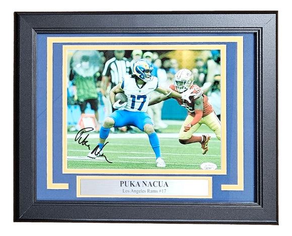 Puka Nacua Signed Framed 8x10 Los Angeles Rams Photo JSA Sports Integrity