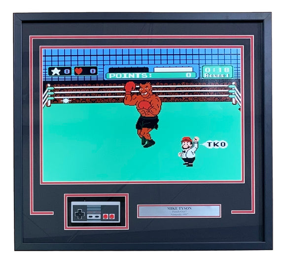 Mike Tyson Framed Unsigned 16x20 Punch Out Photo w/ NES Controller