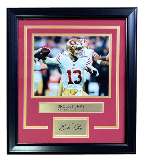 Brock Purdy Framed 8x10 San Francisco 49ers Photo w/ Laser Engraved Signature Sports Integrity