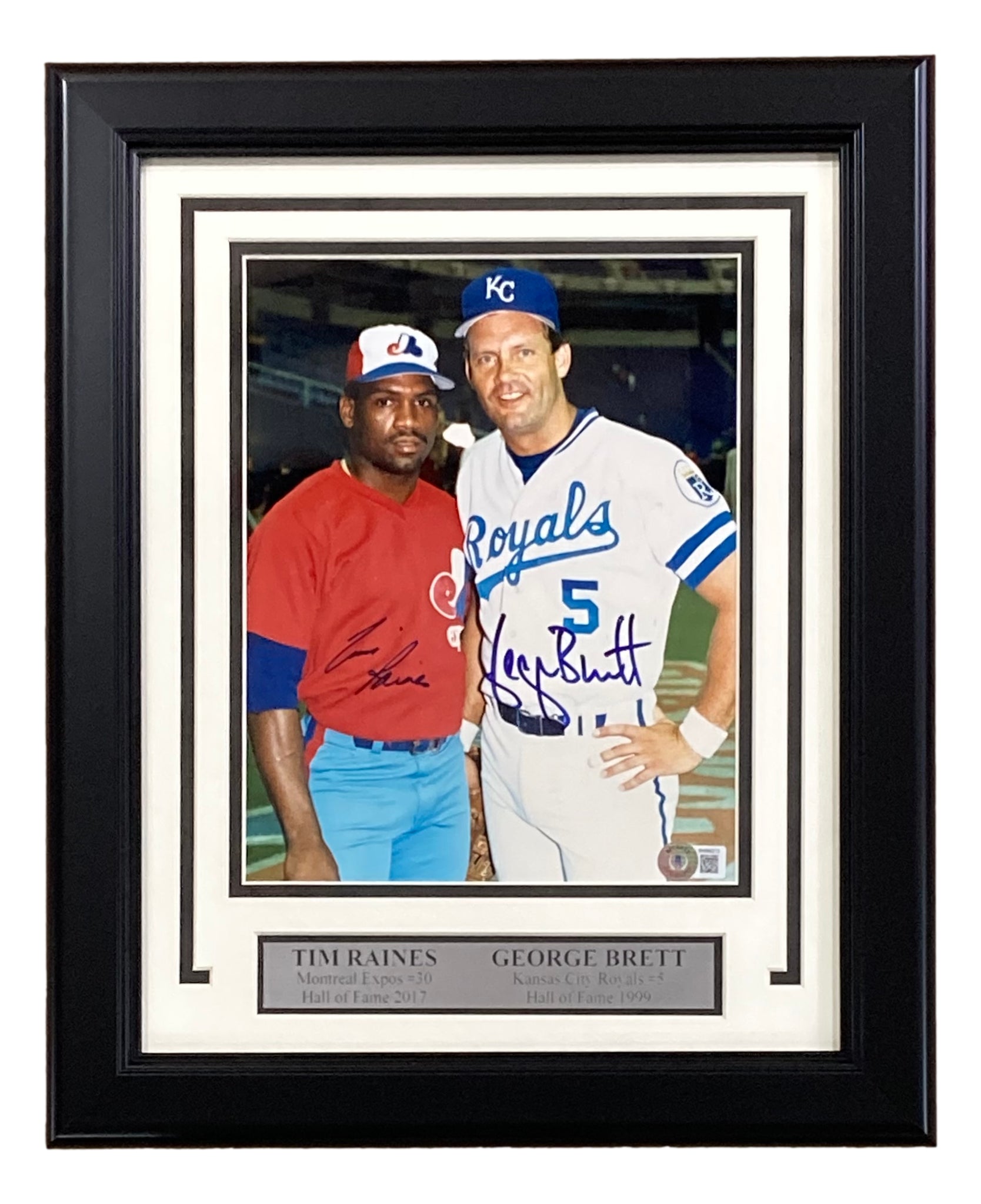 Tim Raines George Brett Signed Framed 8x10 MLB Baseball Photo BAS
