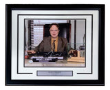 The Sports Integrity Rainn Wilson Signed Framed 11x14 "The Office" Dwight Interim Mgr Photo features PSA/DNA authentication, showing Dwight Schrute at his desk with nameplate and autograph.
