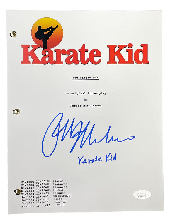 Ralph Macchio Signed Karate Kid Movie Script Karate Kid Inscribed JSA ITP Sports Integrity