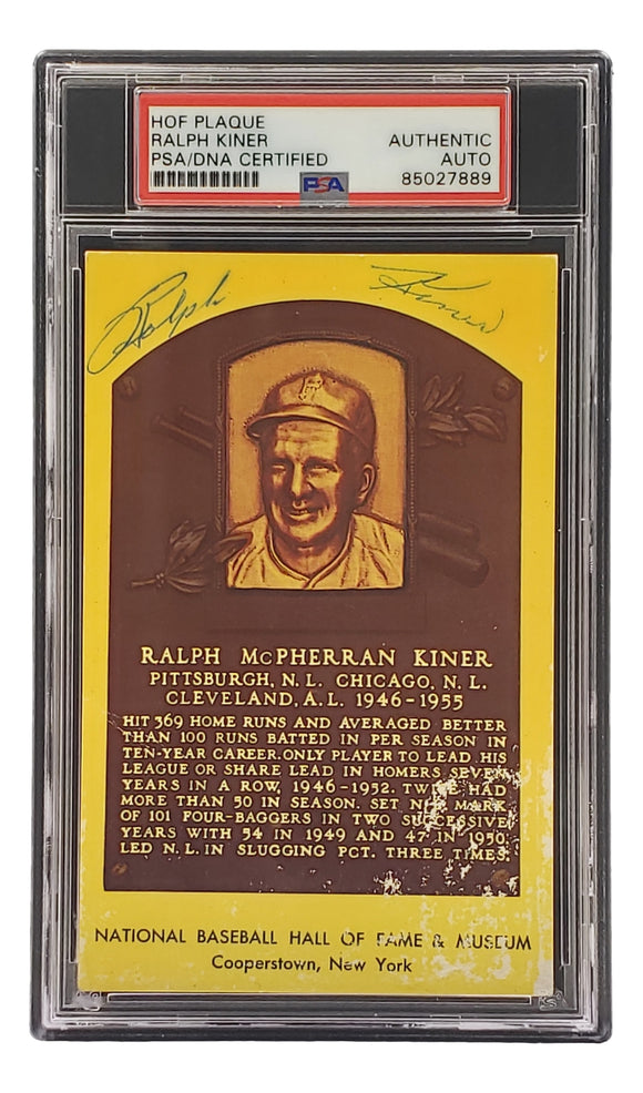 Ralph Kiner Signed 4x6 Pittsburgh Pirates HOF Plaque Card PSA/DNA 85027889