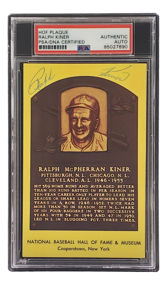 Ralph Kiner Signed 4x6 Pittsburgh Pirates HOF Plaque Card PSA/DNA 85027890